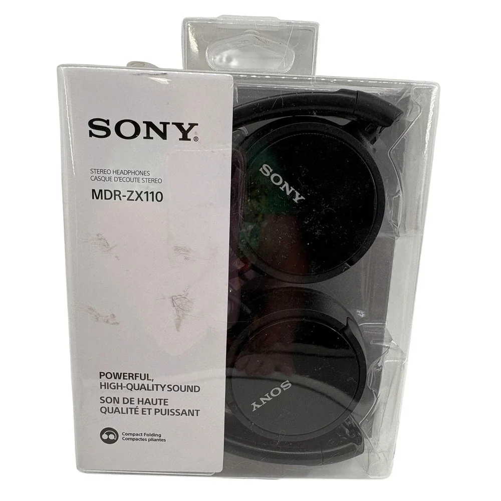 Sony MDR-ZX110 Wired Stereo Headphones Black NIB Factory Sealed Folding